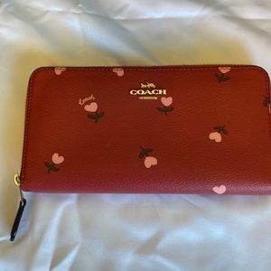 Coach red & pink hearts wallet brown interior